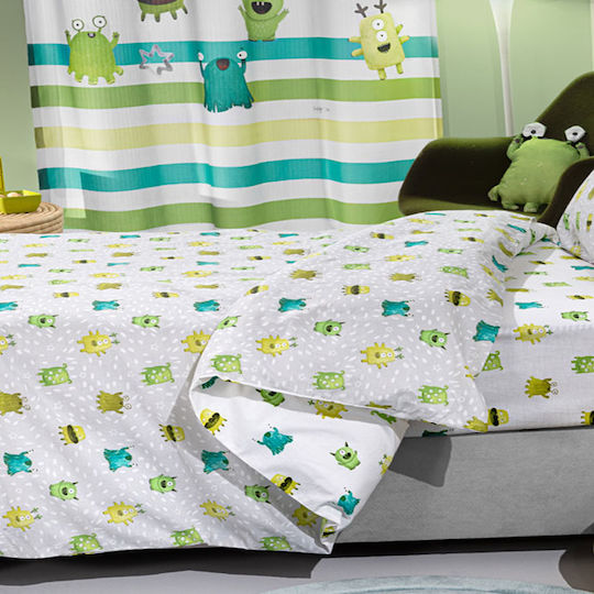Saint Clair Set Kinderbettbezug Einzel mit Kissenbezug Baumwolle Blue 160x220cm