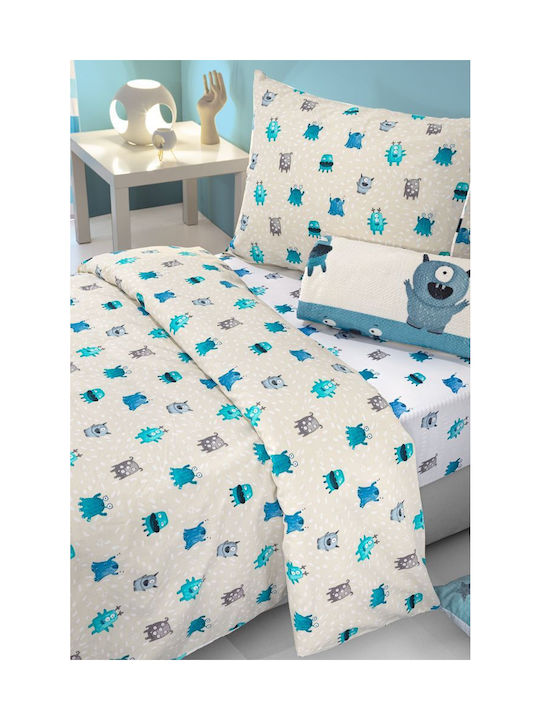 Saint Clair Set Kids Duvet Cover Single with Pillowcase Cotton Blue 160x220cm