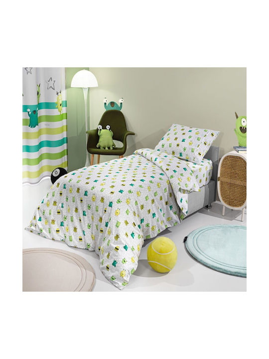Saint Clair Set Kinderbettbezug Einzel mit Kissenbezug Baumwolle Blue 160x220cm