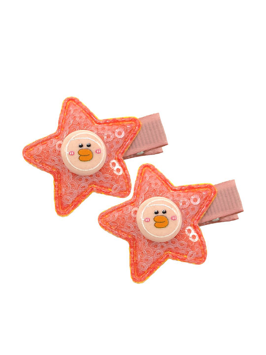 Gift-Me Set of Kids Hair Clips with Hair Clip Star in Orange Color