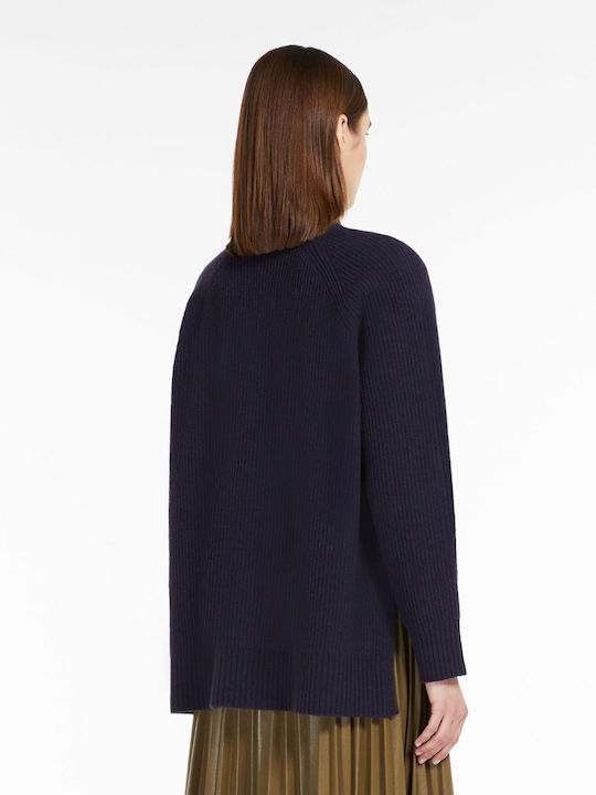 Damen Langarm Pullover Wolle Blau