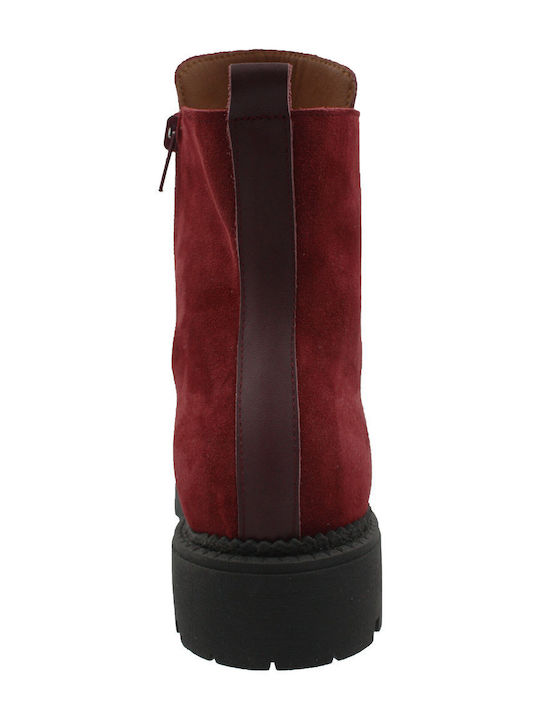 Fashion Beads Women's Leather Boots Burgundy