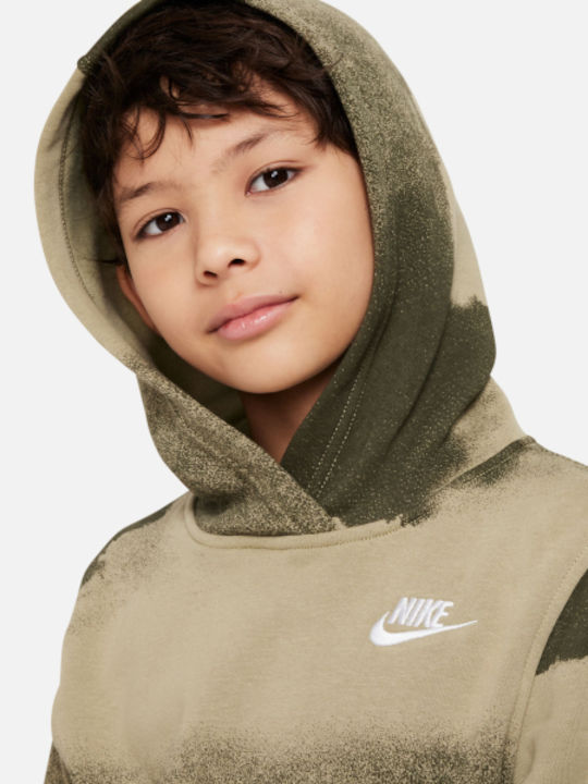 Fleece Kids Sweatshirt with Hood and Pockets Khaki Sportswear Club