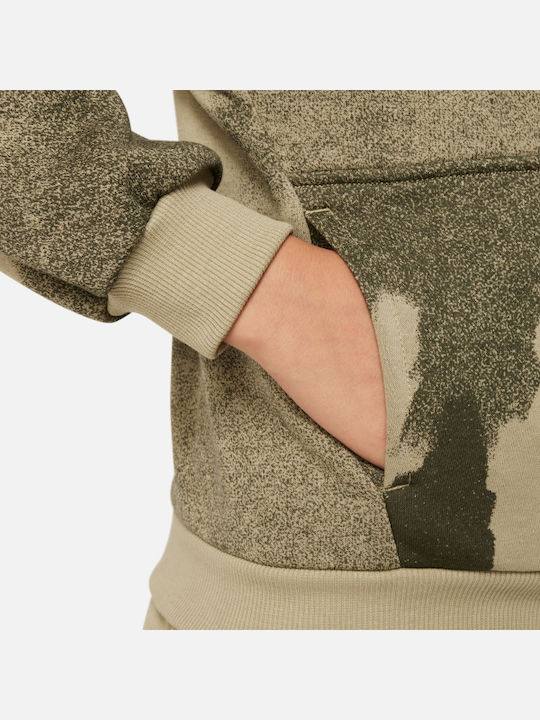 Fleece Kids Sweatshirt with Hood and Pockets Khaki Sportswear Club