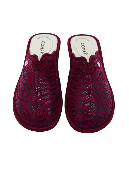 Comfy Anatomic Anatomic Leather Women's Slippers Burgundy