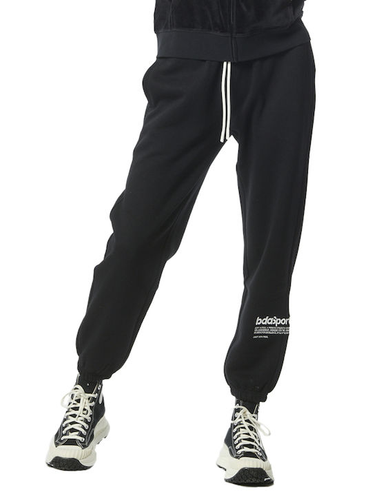 Body Action Women's High Waist Jogger Sweatpants Black Fleece