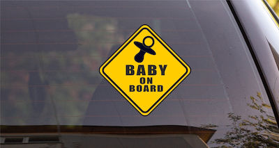 UrbanStickers Baby on Board Car Sign Grey Sticker