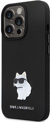 Karl Lagerfeld Choupette Metal Pin Silicone Back Cover Black (iPhone 13 Pro Max)