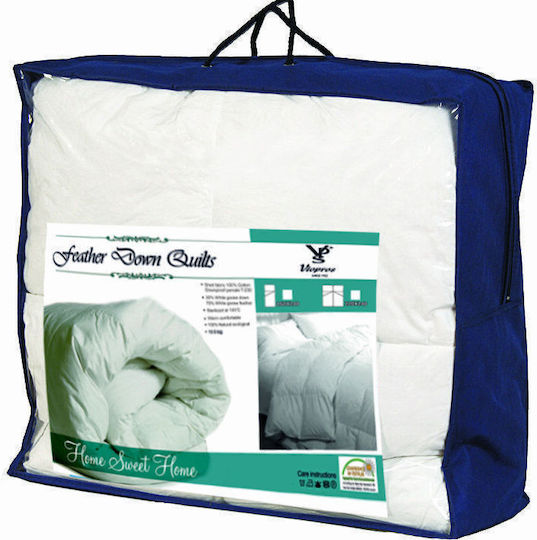 Viopros Πάπλωμα Μονό Πουπουλένιο 160x240εκ. Feather Λευκό 260 GSM 10.5 togs