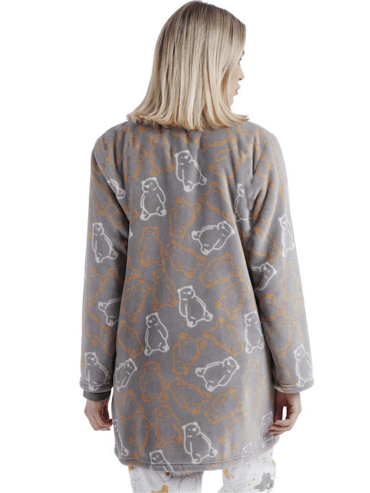 Admas Winter Women's Fleece Robe Gray