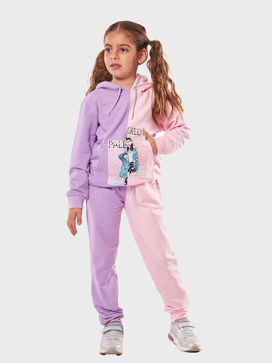 Εβίτα Kids Sweatpants Set Purple 2pcs