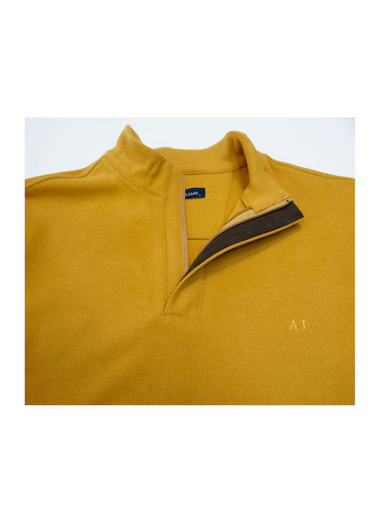 Artisti Italiani Men's Long Sleeve Sweater with Zipper Yellow