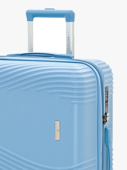 Bartuggi Large Hard Light Blue Suitcase with 4 Wheels Height 77cm