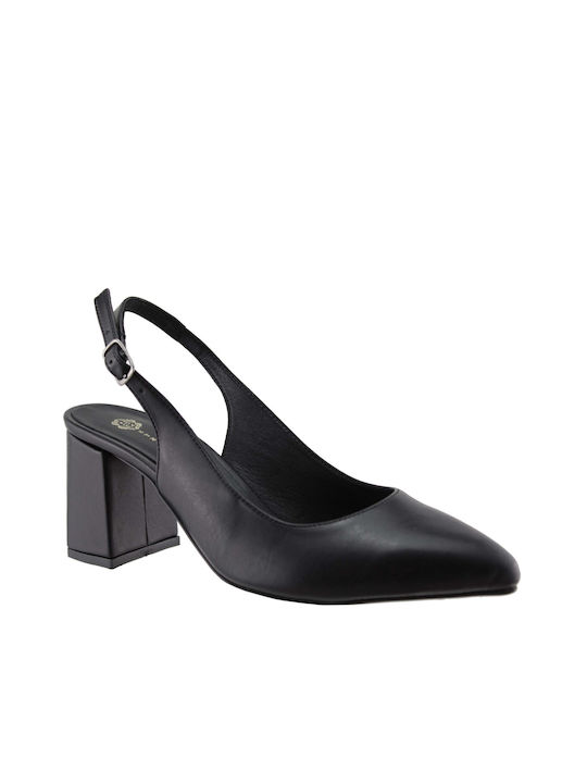 Stefania Synthetic Leather Black Heels