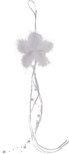 Hängendes Ornament Feder Stoff Weiß 8cm