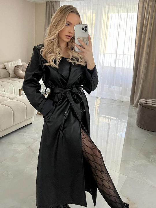 Damen Schwarz Trenchcoat