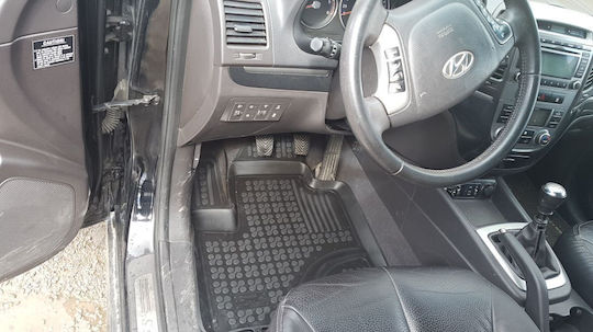 Sahler Set of Front and Rear Mats 4pcs Tray Type for Hyundai Santa Fe 2007-2012 Black