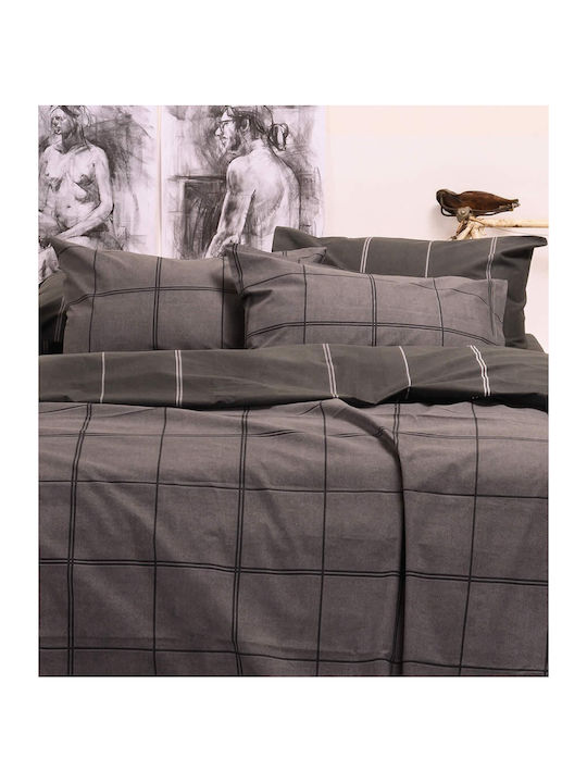 Melinen Noah Super Double Cotton Duvet Cover 220x245 Anthracite