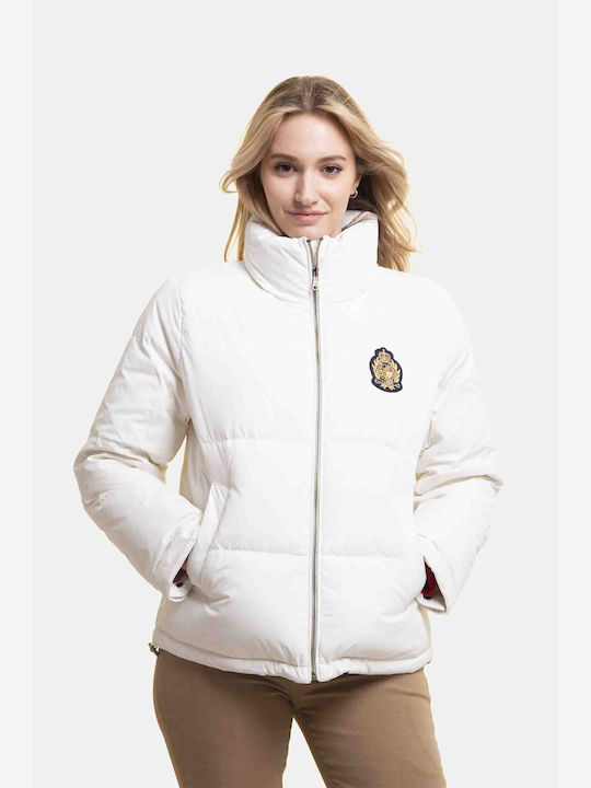 Ralph Lauren Kurz Damen Puffer Jacke für Winter Weiß