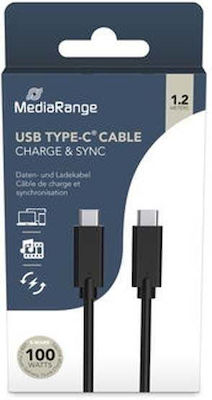 MediaRange USB 3.1 Cable USB-C male - USB-C male 100W Μαύρο 1.2m (MRCS214)