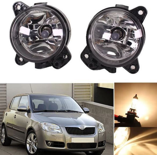 DLAA Round Headlights Car Skoda Fabia Volkswagen Polo 2pcs