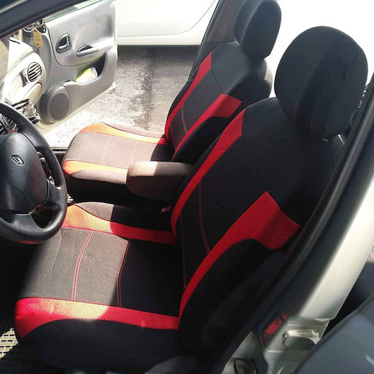 Auto Gs Σετ Καλύμματα Αυτοκινήτου 11τμχ Πολυεστερικά Super Sport All In One Μαύρο / Κόκκινο
