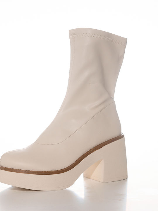 Martin Pescatore Women's Medium Heel Boots Beige