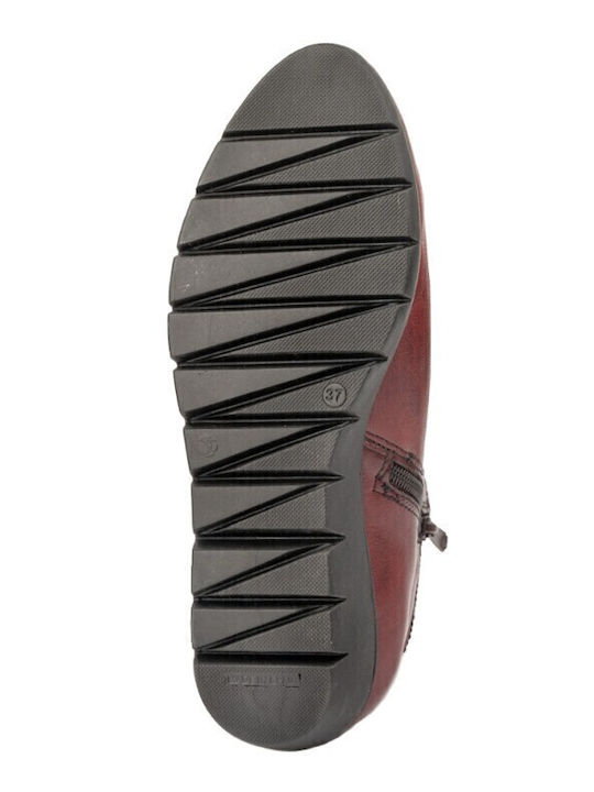Leder Stiefeletten Damen Burgundisch