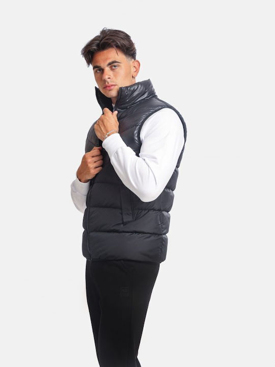 Paco & Co Ärmellos Herren Jacke Puffer Wasserdicht und winddicht Schwarz