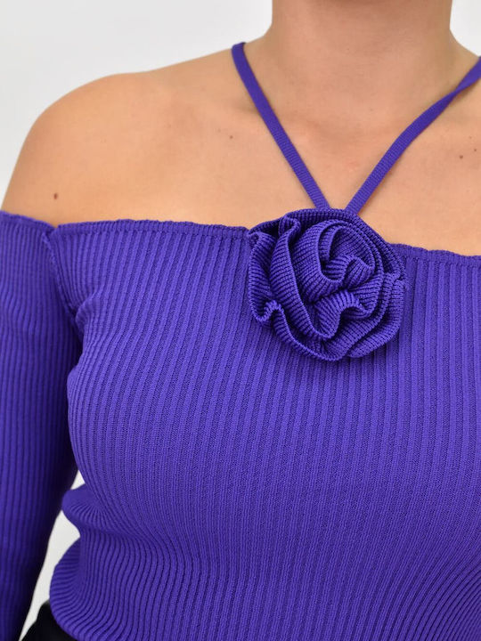 Potre Women's Blouse Long Sleeve Floral Purple
