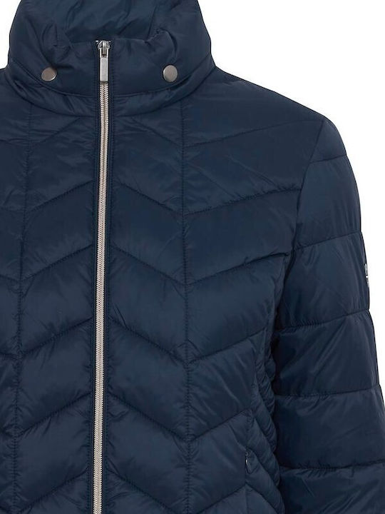 Women's Short Puffer Jacket for Winter Blue