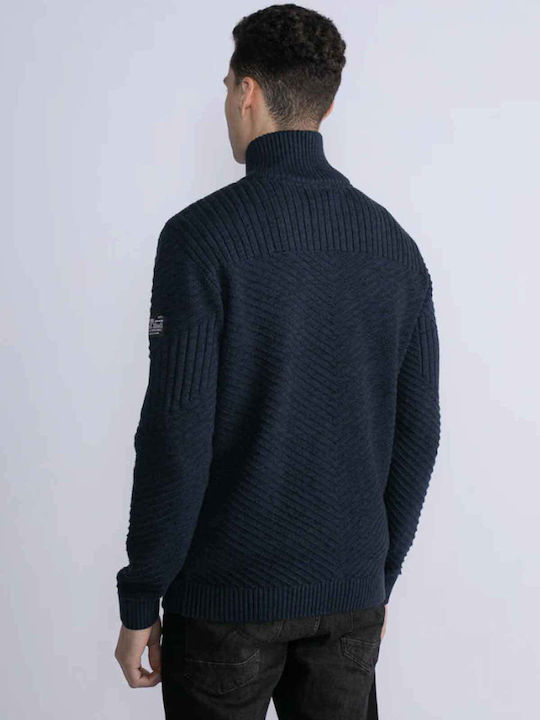 Petrol Industries Men's Knitted Cardigan with Zipper Navy Blue