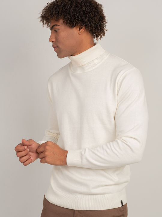 Rebase Herren Langarm-Pullover Rollkragen Weiß