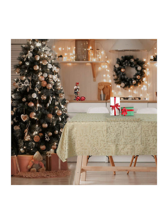 Das Home Weihnachts- Tischtuch Stoff Beige B220xL140cm. 1Stück