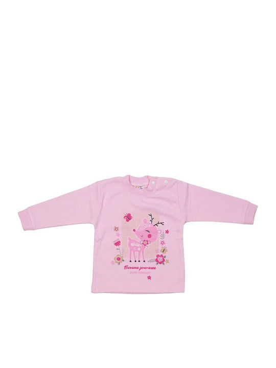 Papillon Kids Παιδική Πιτζάμα Χειμωνιάτικη Ροζ