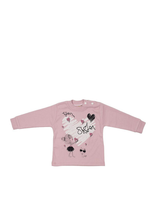 Papillon Kids Παιδική Πιτζάμα Χειμωνιάτικη Ροζ