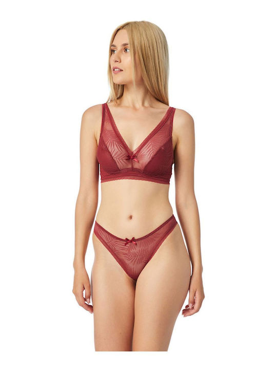 Minerva Rio Queen Cotton Women's Slip with Lace Burgundy