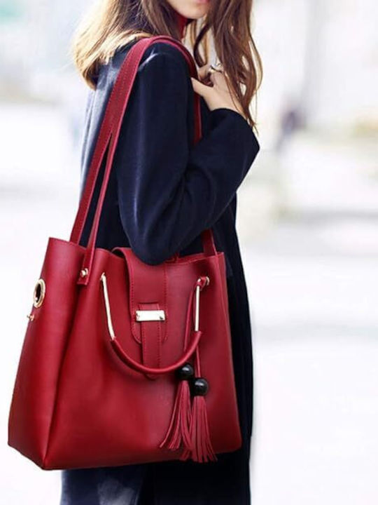 Set Damentasche Shopper Schultertasche Rot