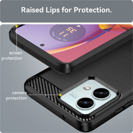 Techsuit Carbon Umschlag Rückseite Silikon Schwarz (Motorola Moto G84)