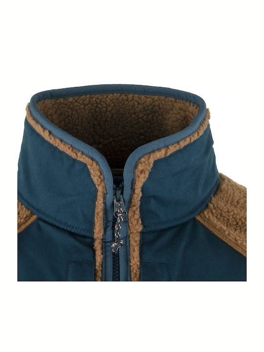 Herren Fleecejacke mit Knöpfen Brown / Blue