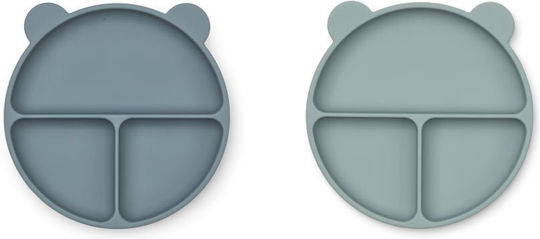 Liewood Baby Food Plate Whale Made of Silicone Blue 2 Pieces