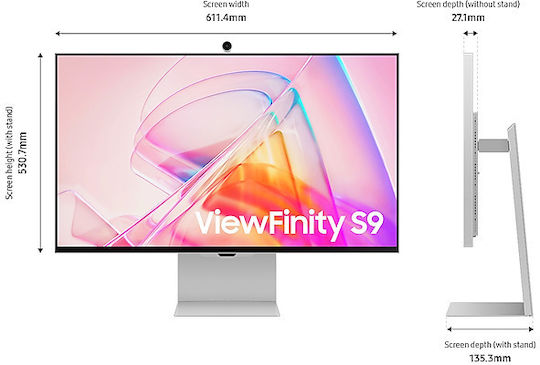 Samsung ViewFinity S9 S90PC IPS HDR Smart Monitor 27" 5120x2880 με Χρόνο Απόκρισης 5ms GTG Ασημί