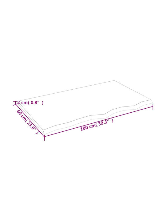 vidaXL Rectangular Office Desk Surface made of Solid Wood Dark Grey 100x60x2cm 3156431 1pcs