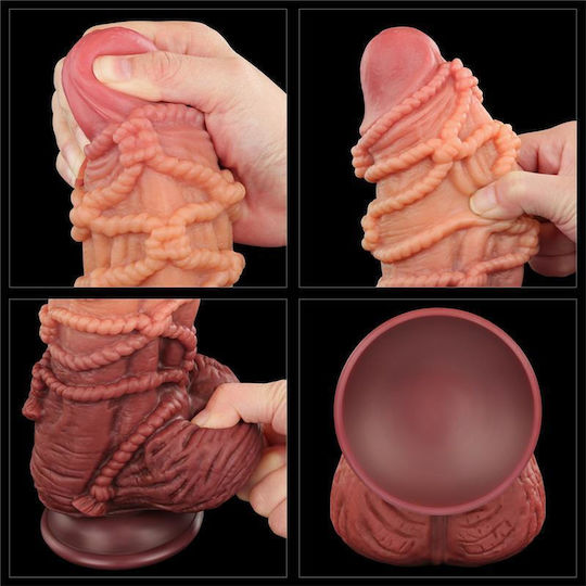Lovetoy Ρεαλιστικό Dildo με Όρχεις και Βεντούζα Καφέ 24cm