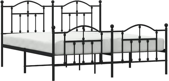 Κρεβάτι King Size Μεταλλικό Μαύρο με Τάβλες για Στρώμα 183x213cm