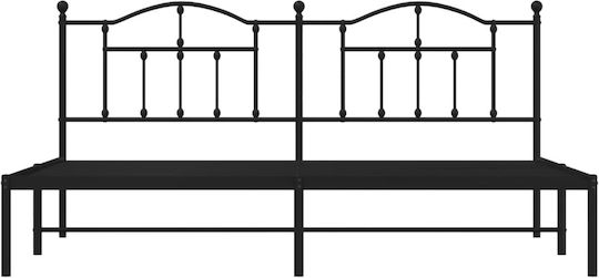Pat King Size Metalic Negru Cu Plăci Pentru Saltea 190x200cm