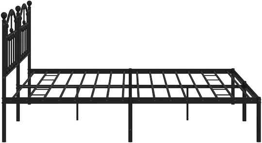Pat King Size Metalic Negru Cu Plăci Pentru Saltea 190x200cm