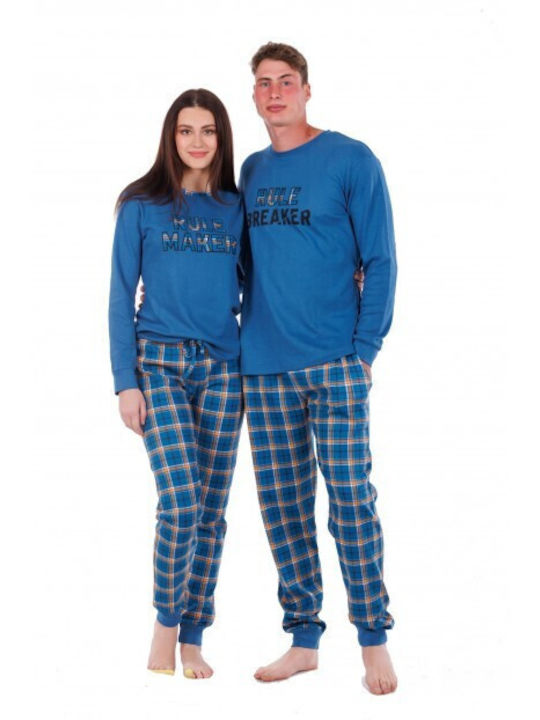 MEI Winter Damen Pyjama-Set Blau