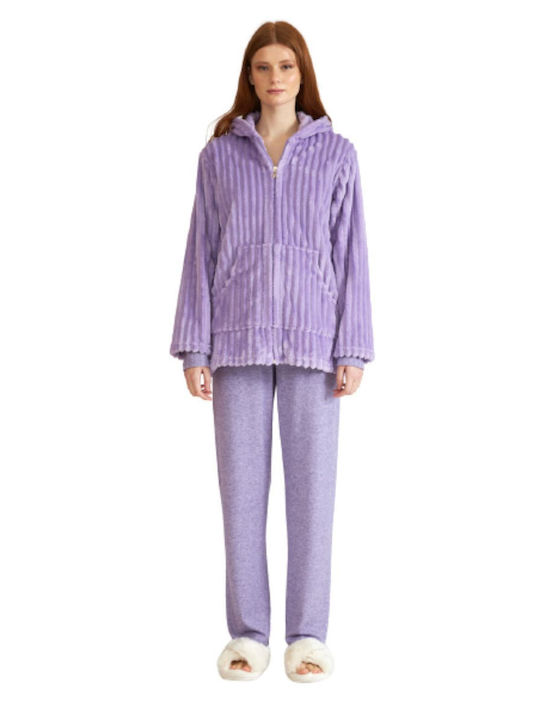 Harmony Women's Winter Fleece Pajama Robe Lilac