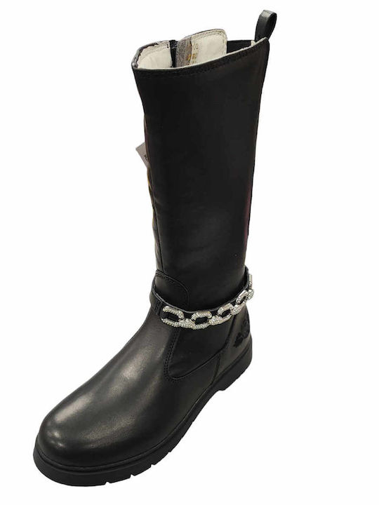 Lelli Kelly Kids Patent Leather Boots with Zipper Black